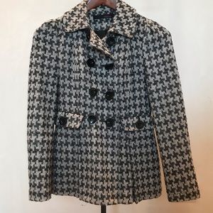 MOVING SALE! Herringbone pea coat grey and black
